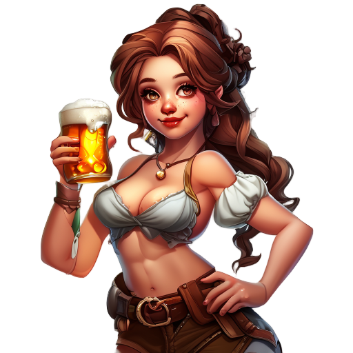 busty wench holding beer