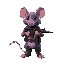 an anthropomorphic rat, purple fur, soldier, holding an assault rifle, boots