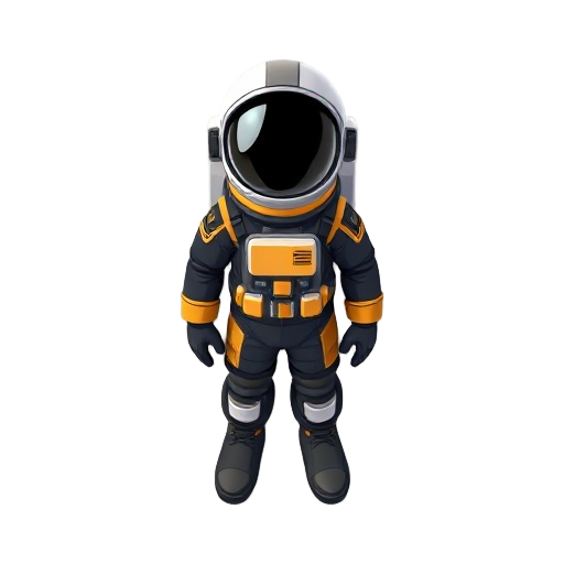 an 2d character astronaut that is idle with a suit of black and gold