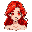 the princess with red hair and red eyes