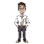 average white-collar man with white shirt with tie with outline ,16 by 16 art style