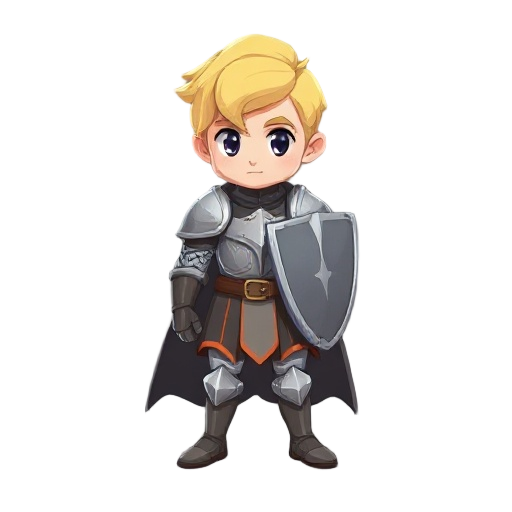 a brave knight with blond hair