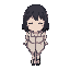  anime girl with closed eyes, black medium hair, top down character player
