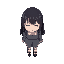  anime girl with closed eyes, black medium hair, top down character player