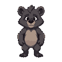 faça um urso pequeno tipo rpg com uma luva de mel na mão