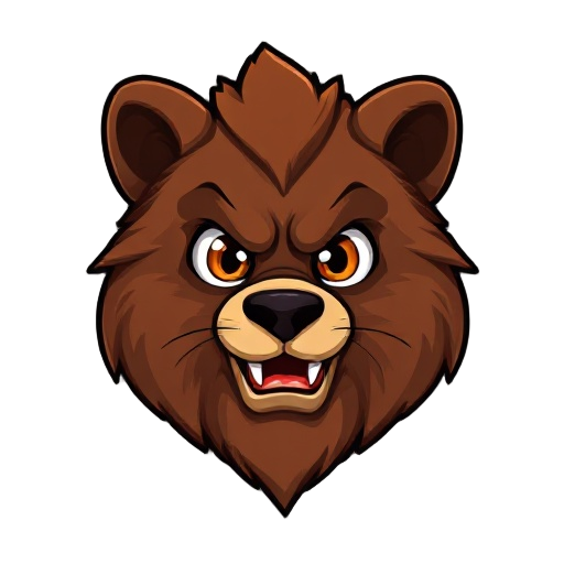 faça um urso marron guereiro com cara de mal  com uma luva de mel na mão 
