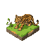 beautiful isometric tile with jaguar on grass tile 