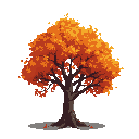 autumn tree with rectangle leaves