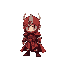 a harbinger of will, wearing an all red armour, 