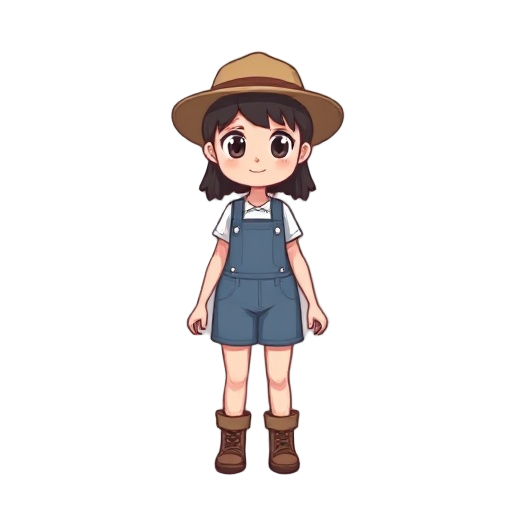 farmer girl, no details, simplistic, pixelated, no anime eyes, super simple 