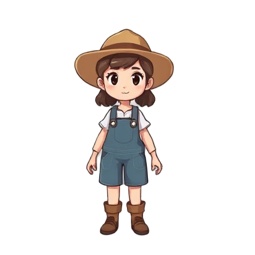 farmer girl, no details, simplistic, pixelated