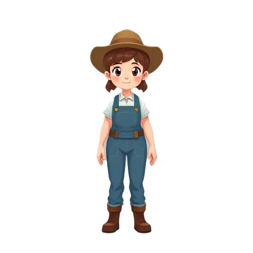 farmer girl, pixelated