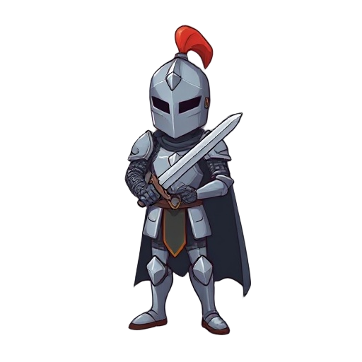 a knight holding a sowrd in  idle mode
