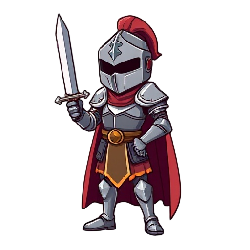 a knight holding a sowrd in  idle mode