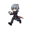 I want his hair gray , blue eyes , Same style as the slayer legend mobile 