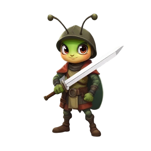 young soldier bug holding sword