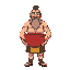a pixel giant holding a large  pot red bowl for a 2d front view pixel game