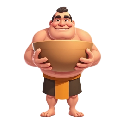 a giant holding a large bowl for a 2d front view pixel game