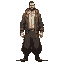 stickman wearing a jacket, wide pants, and a beard 