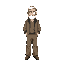 stickman wearing a jacket, wide pants, and a beard 