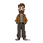 stickman wearing a jacket, wide pants, and a beard 