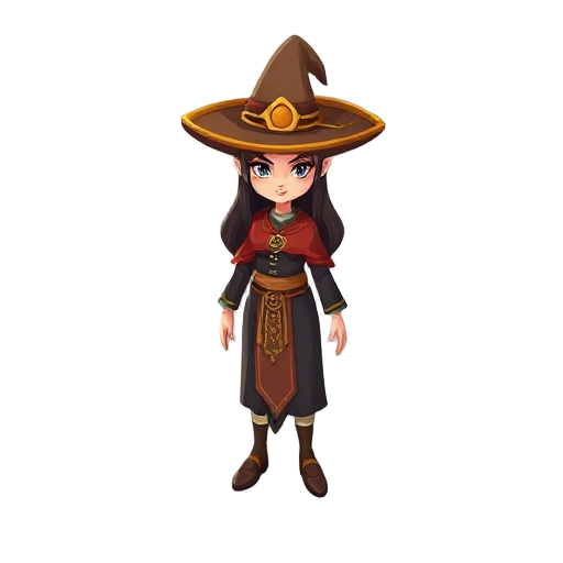 personaje como una bruja con zombrero, parecida a zelda