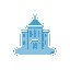 icon for a building blue background white icon