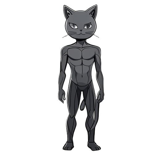human body with cat head, male