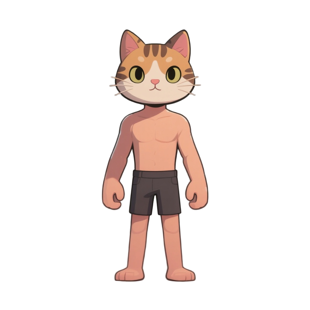 human body with cat head, male