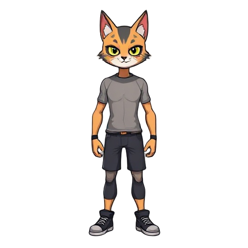 human body with cat head, male