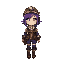 girl engineer, steampunk, beautiful figure, purple hair