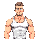 a muscular white college fraternity man wearing an undershirt