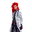 cyberpunk man with doctor suit red hair,long leg