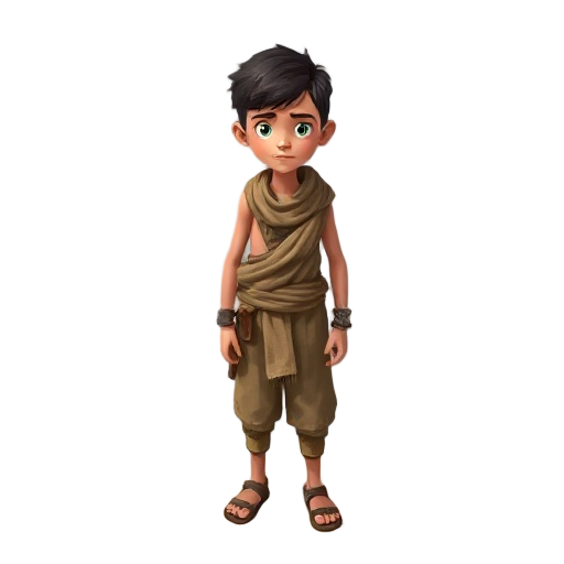 braziliam young boy at desert with poor cloths