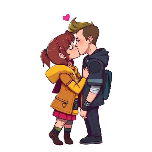 lucy and david from cyberpunk edgerunners kissing 