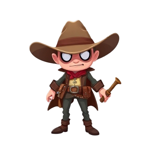 dynamic pose vampire hunter , wide-brimmed cowboy hat, slightly tilted to one side, belt with holsters and a wooden stake vial hanging
