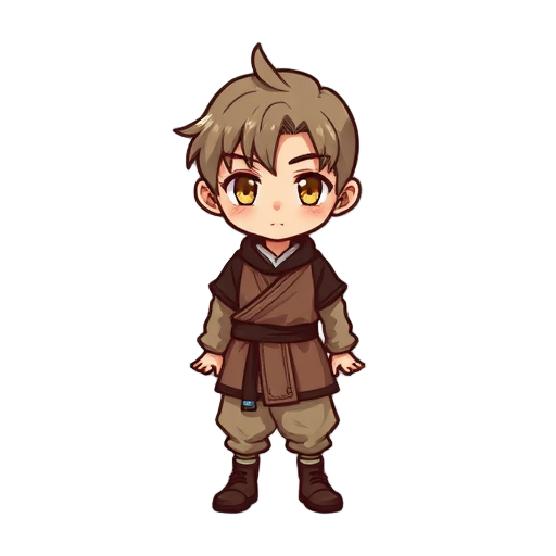 character 128 pixels, chibi, ragnarok online, final fantasy tactics style, simple monk outfit,