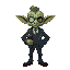 goblin, suit, monocle, clipboard 