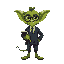 goblin, suit, monocle, clipboard 