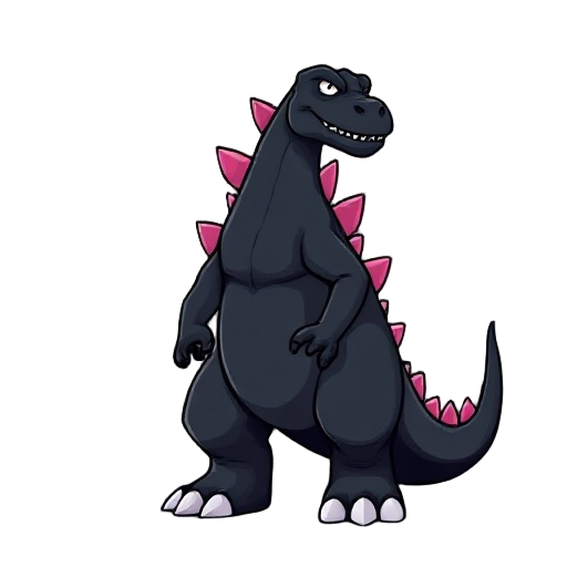 black godzilla with pink dorsal spines