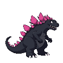 black godzilla with pink dorsal spines