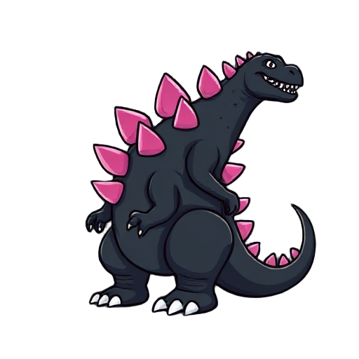 black godzilla with pink dorsal spines