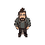 man , brown color . hair tied up . without beard and mustache