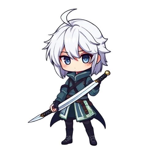 pixel anime with white hair two dagger an assasin