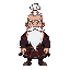 a small size full body old samurai , pony hair, long white beard 