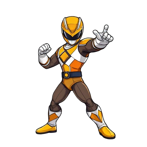 um power ranger amarelo e pose de luta do goku para jogo de luta de lado