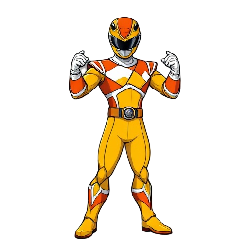 um power ranger amarelo e pose de luta do goku para jogo de luta
