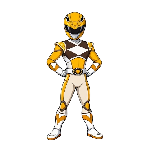 um power ranger amarelo e pose de luta do goku