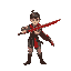 male make a "parry" sequence with his red sword