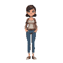 a normal gal for a graphic adventure game. wears fine clothing. simple graphics, very defined